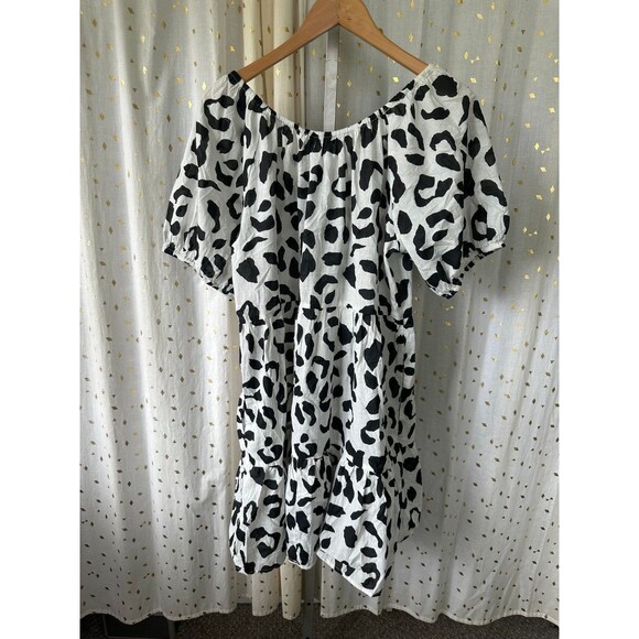 Velvet NWT Eliah Off Shoulder Tiered Tie Belt 100% Cotton Animal Print Dress M - Picture 4 of 9